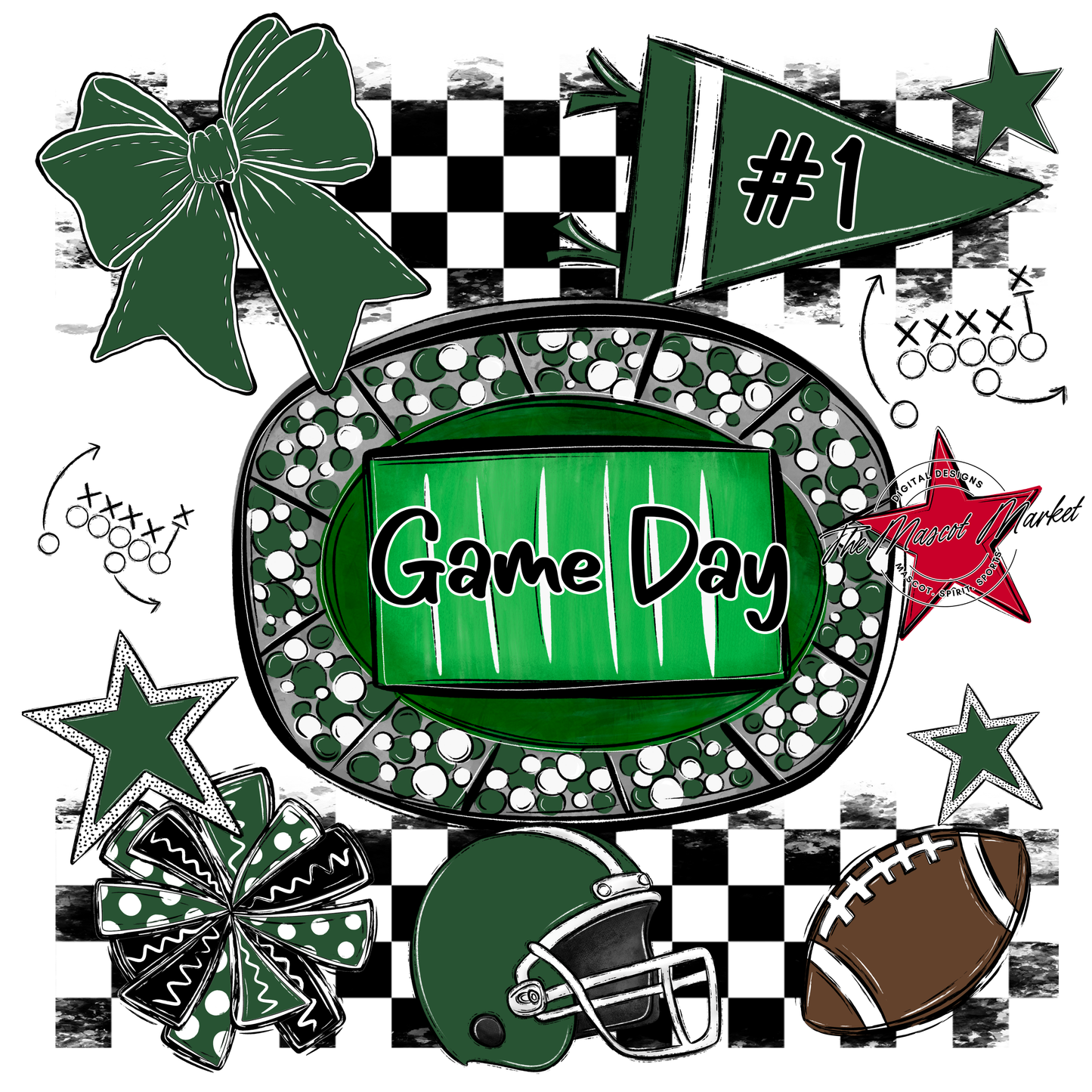Game Day Checkers Spirit Design-Green
