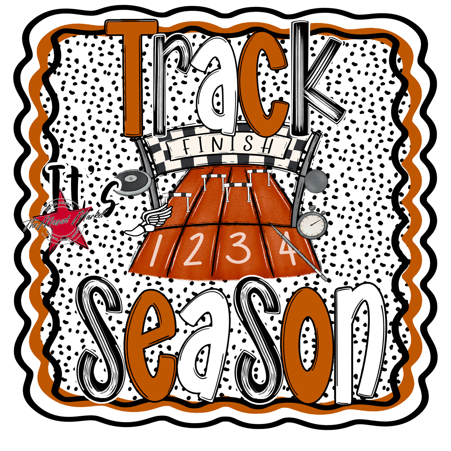 It's Track Season Dot Design-Burnt Orange