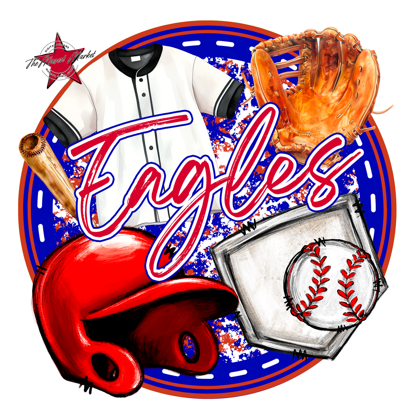 Eagles Circle Baseball Design-Blue-Red