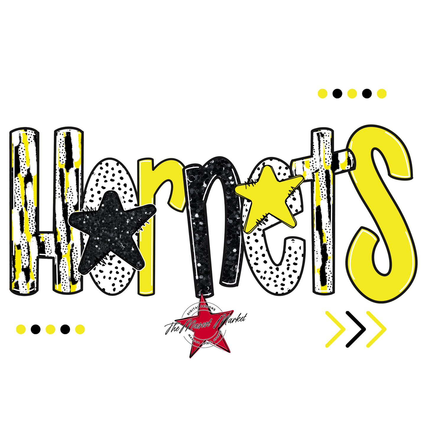 Hornets Brushstroke Alpha w Arrows-Bright Yellow