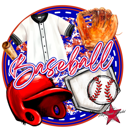 Circle Baseball Design-Blue-Red