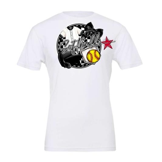 Circle Softball Design-Black & White