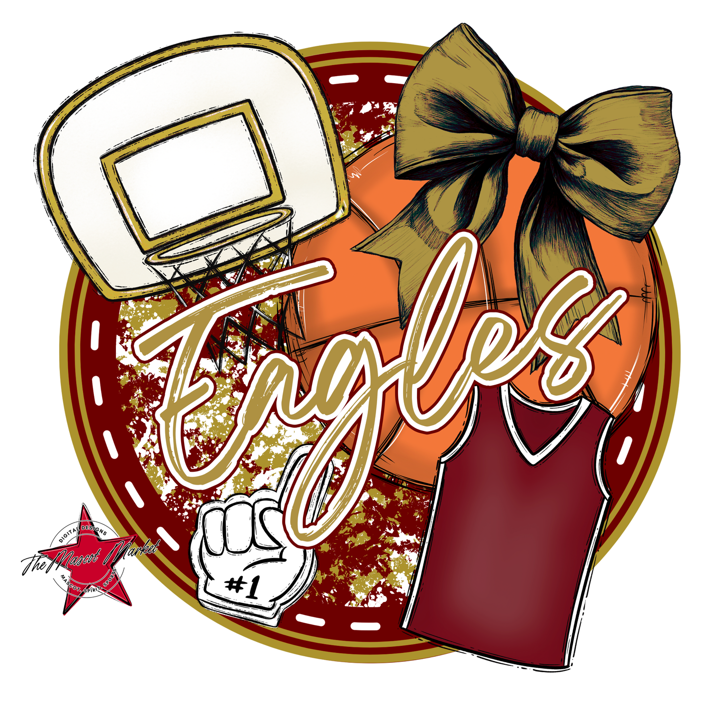 Eagles Circle Basketball Design-Maroon-Gold