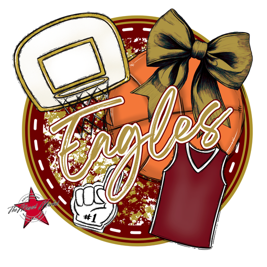 Eagles Circle Basketball Design-Maroon-Gold
