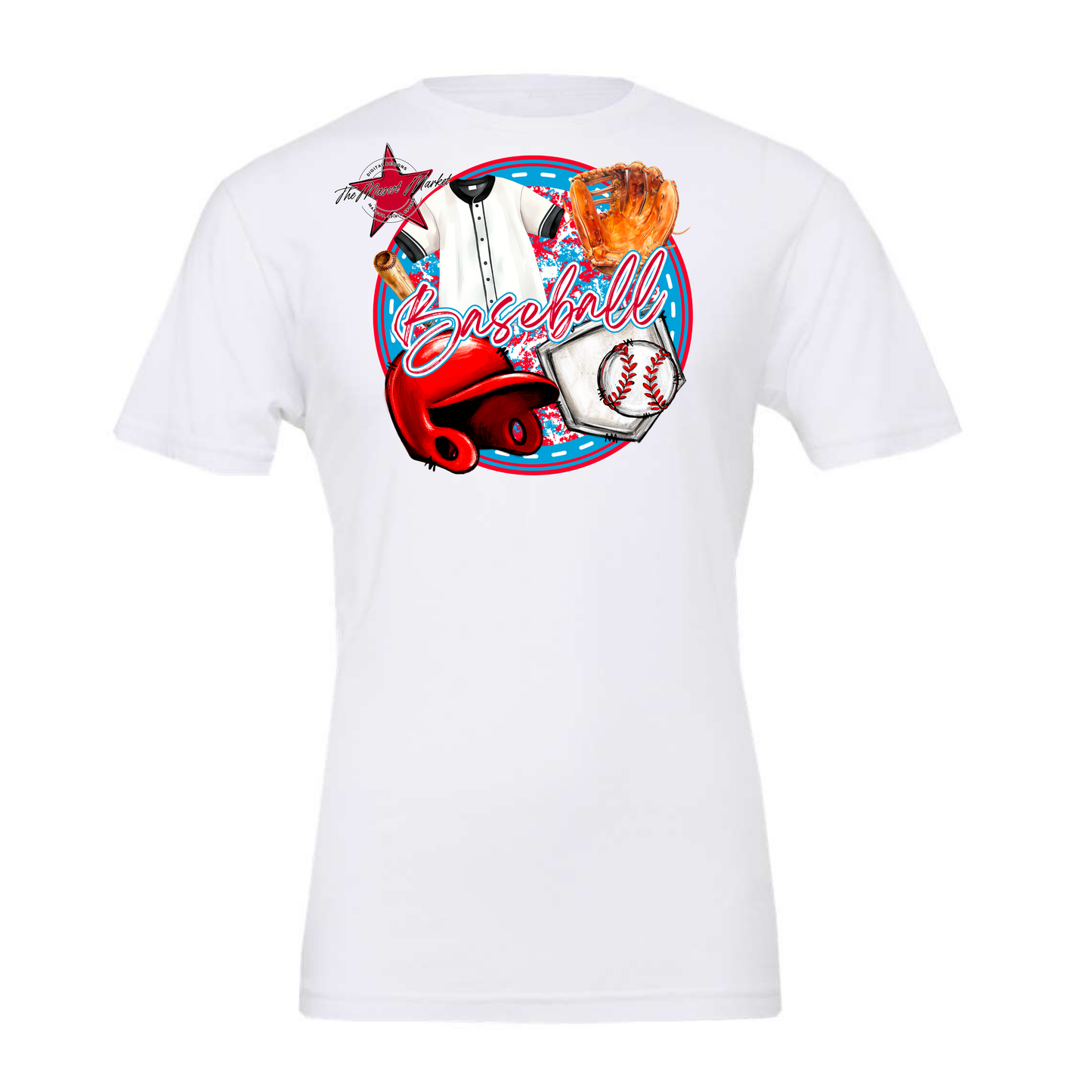 Circle Baseball Design-Carolina Blue-Red
