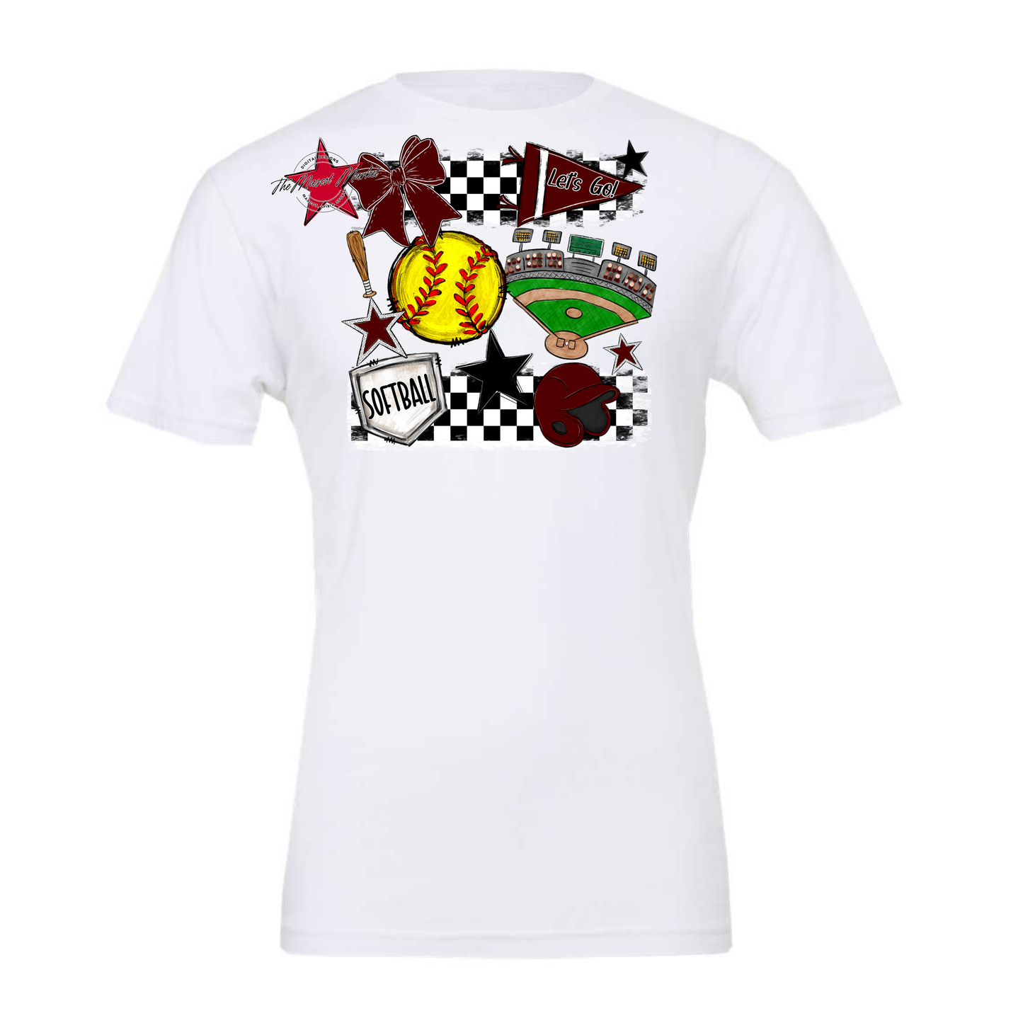 Softball Checkers Spirit Design-Maroon