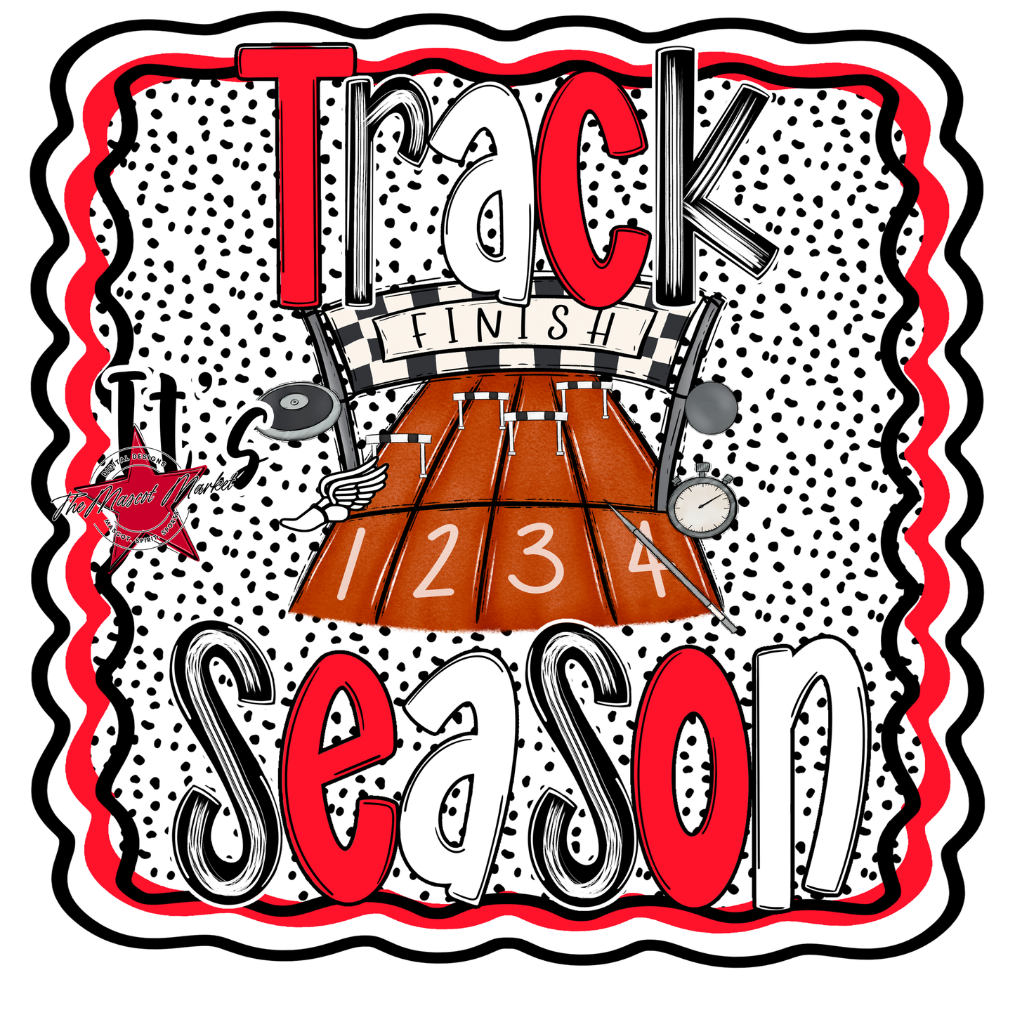 It's Track Season Dot Design-Bright Red