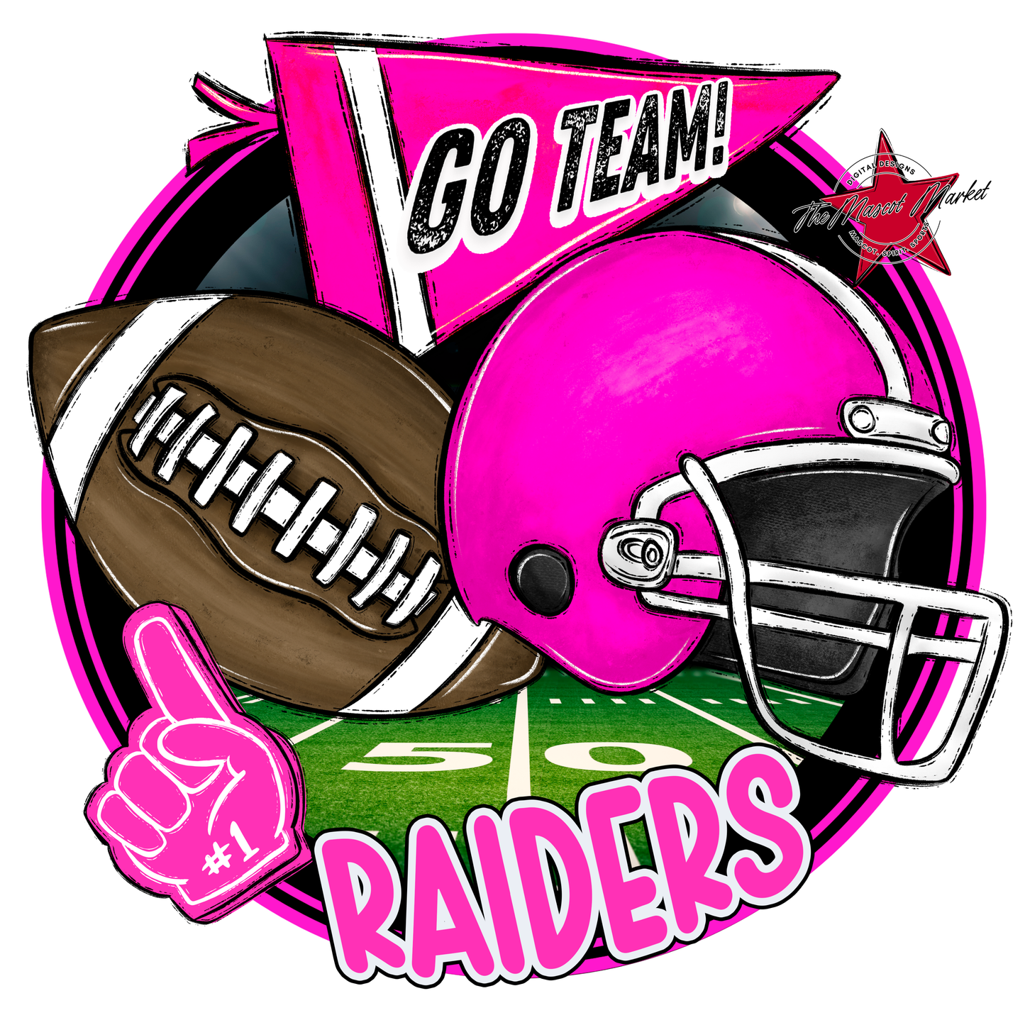 Raiders Circle Football Design-Pink