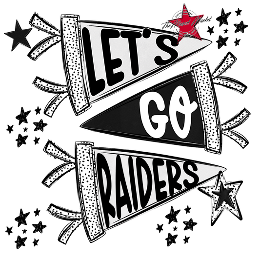Raiders Let's Go Flag Design-Black & White