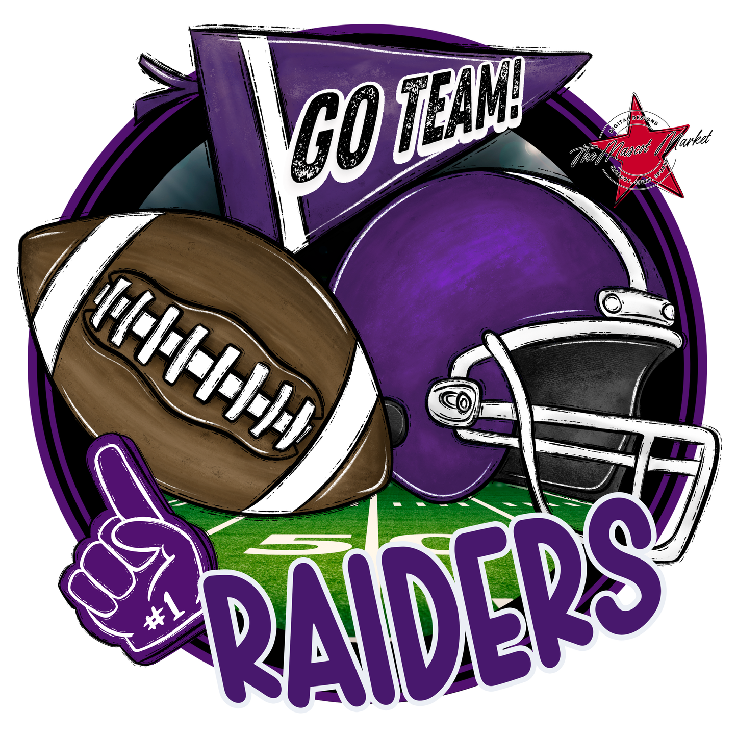 Raiders Circle Football Design-Purple
