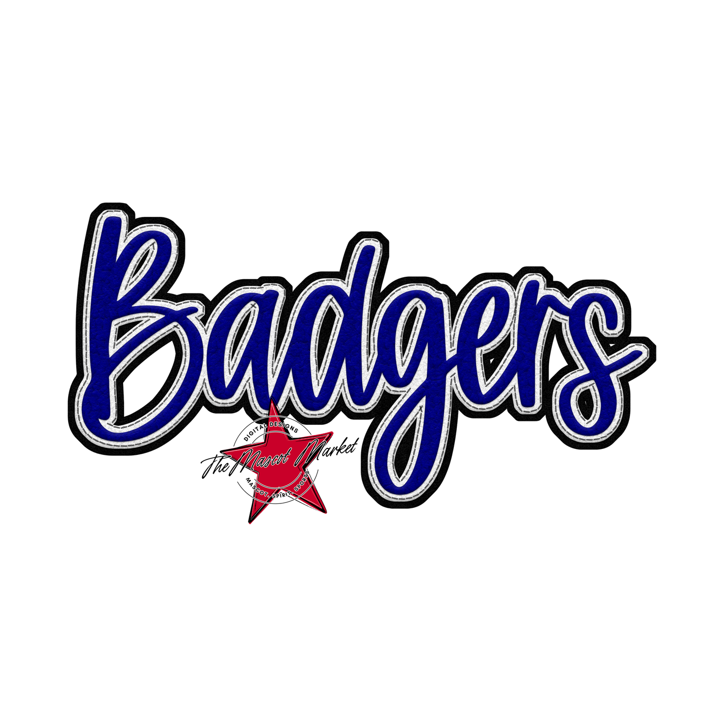 Badgers Faux Chenille Patch Design-Blue