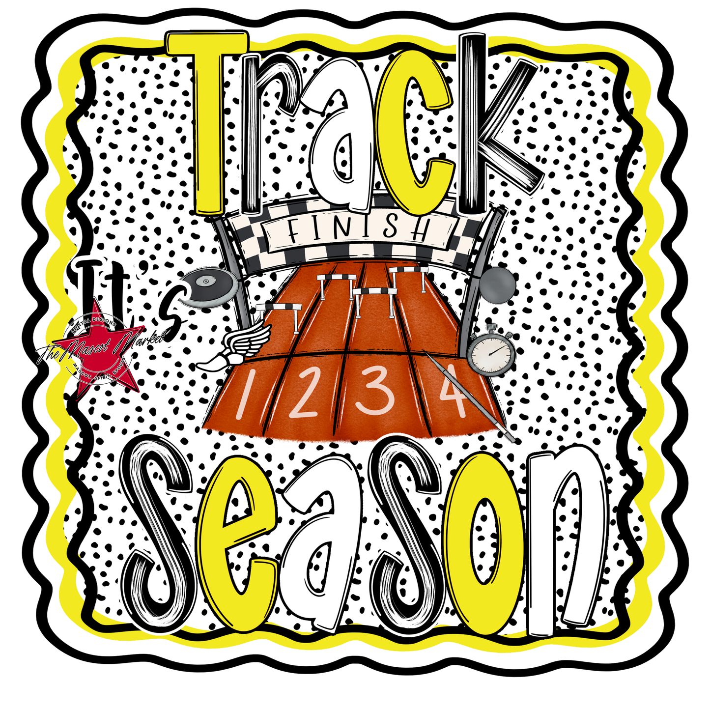 It's Track Season Dot Design-Bright Yellow