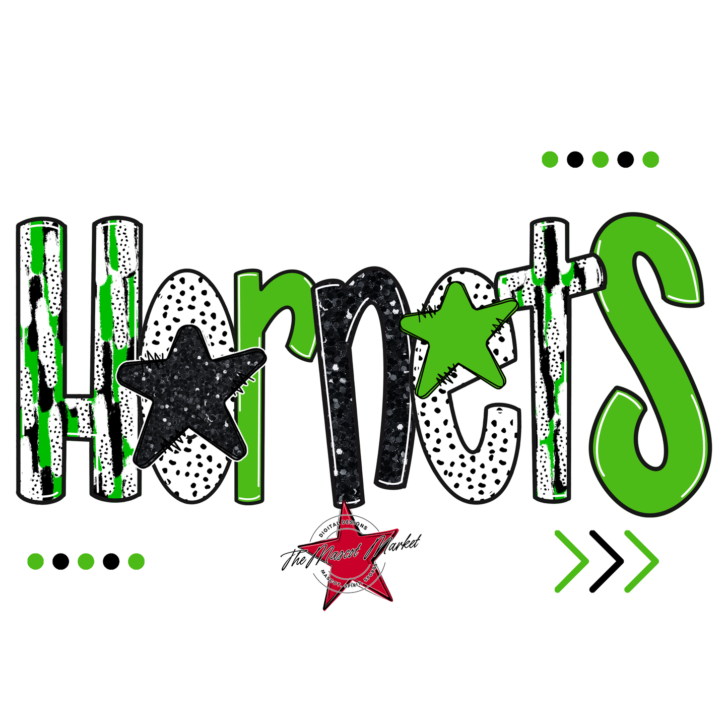 Hornets Brushstroke Alpha w Arrows-Bright Green