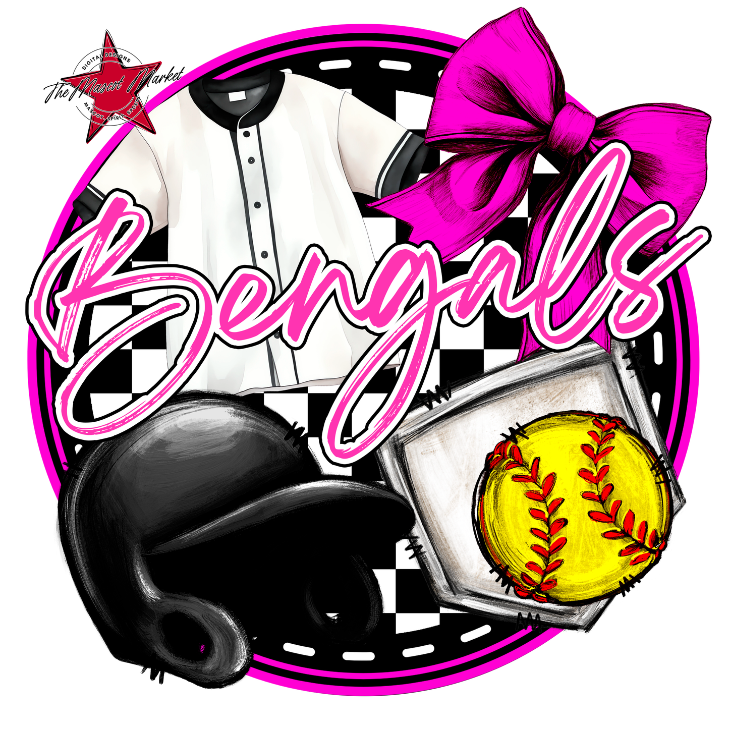 Bengals Circle Softball Design-Pink