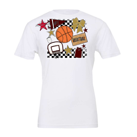 Basketball Checkers Spirit Design-Maroon-Gold