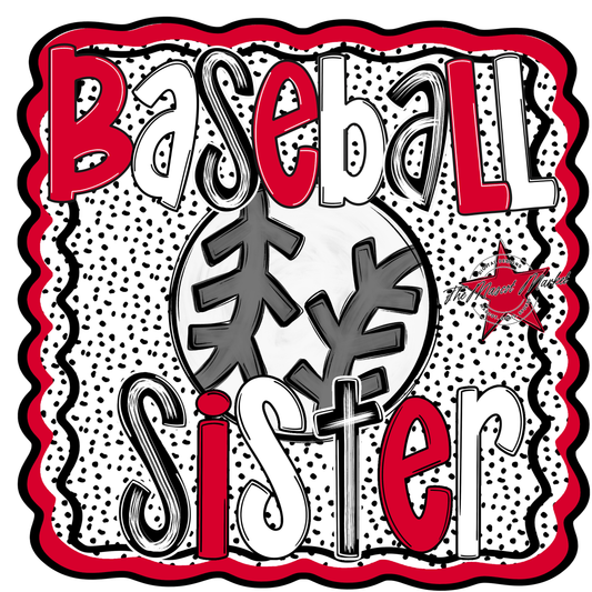 Baseball Sister Dot Design-Red