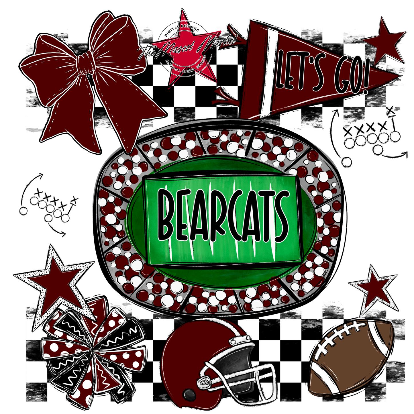 Bearcats Checkers Spirit Design-Maroon