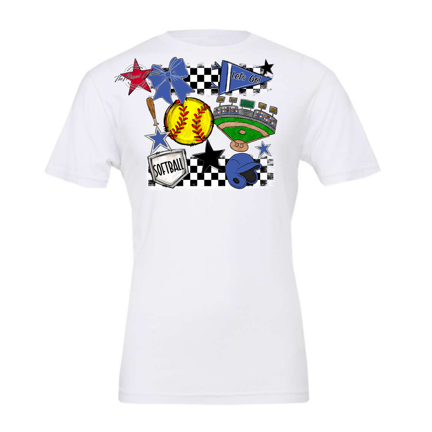 Softball Checkers Spirit Design-Off Blue