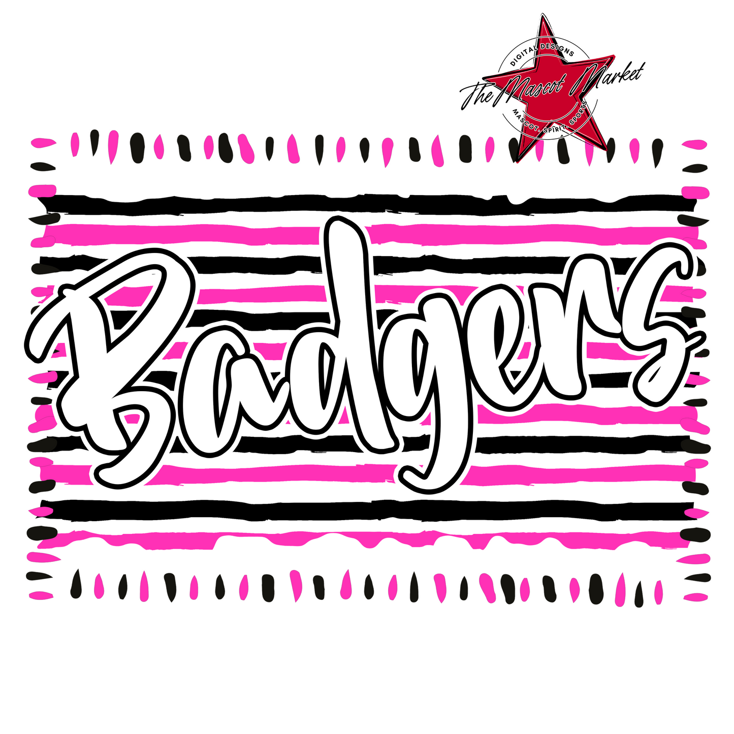 Badgers Line Frame Design-Pink