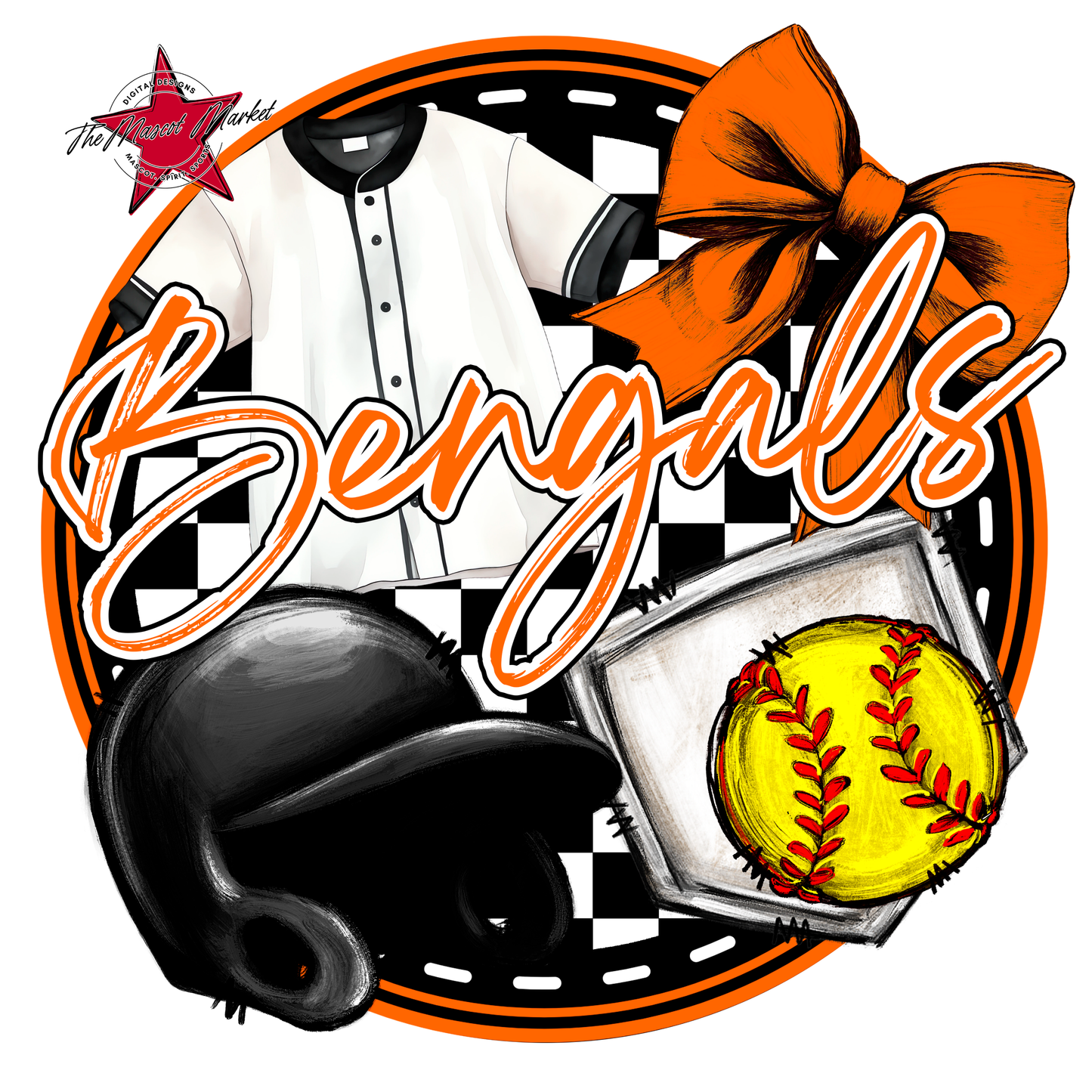 Bengals Circle Softball Design-Orange