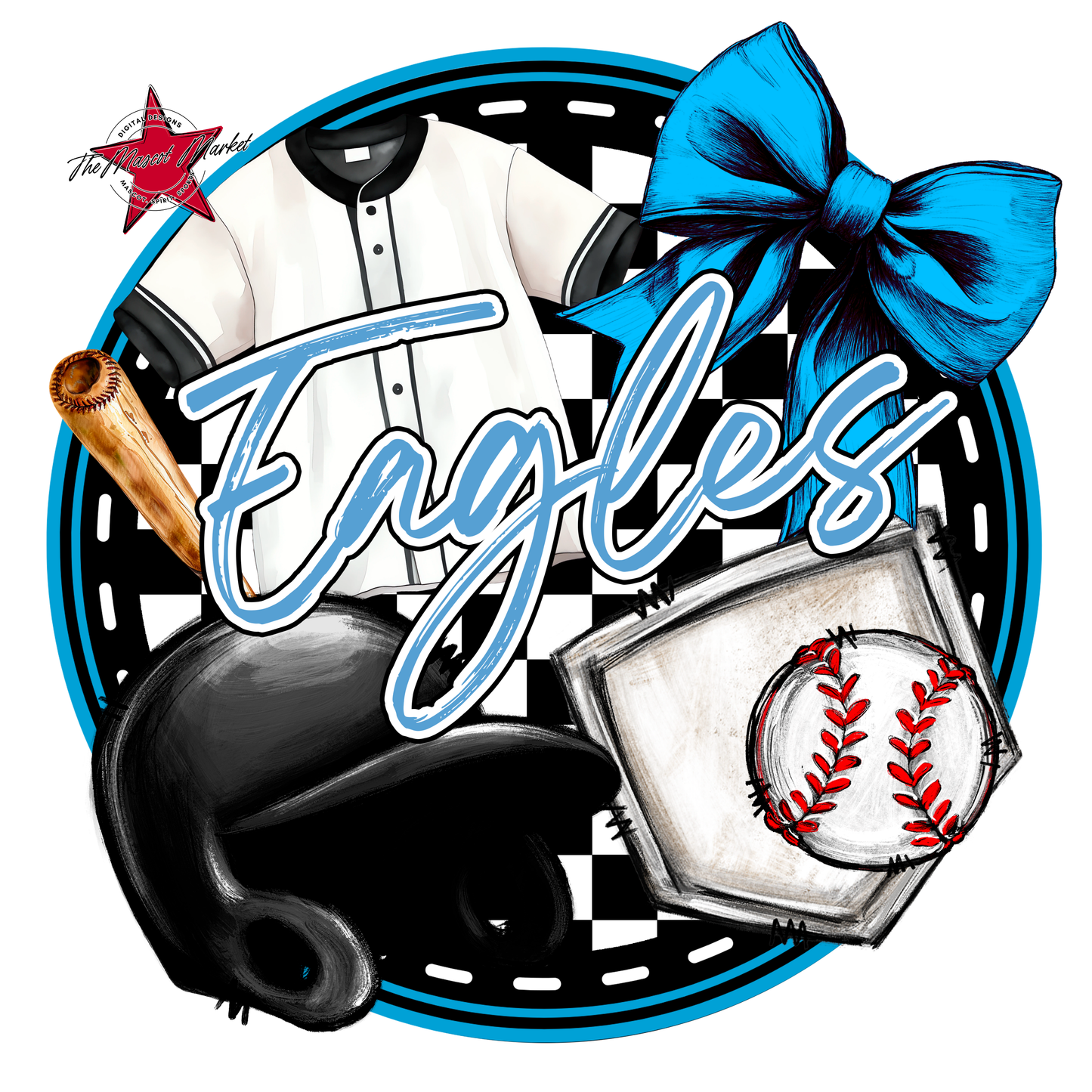 Eagles Circle Baseball Design-Carolina Blue