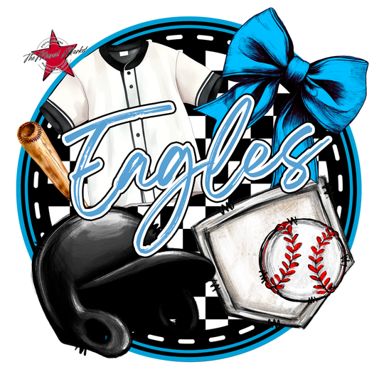 Eagles Circle Baseball Design-Carolina Blue