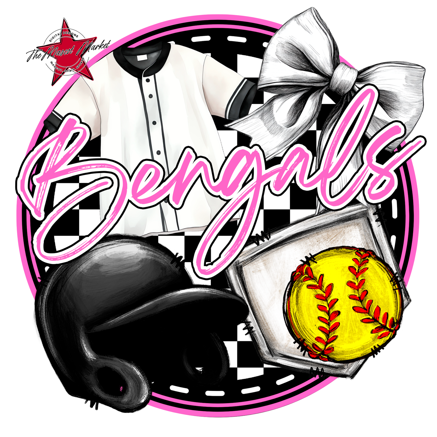 Bengals Circle Softball Design-Baby Pink