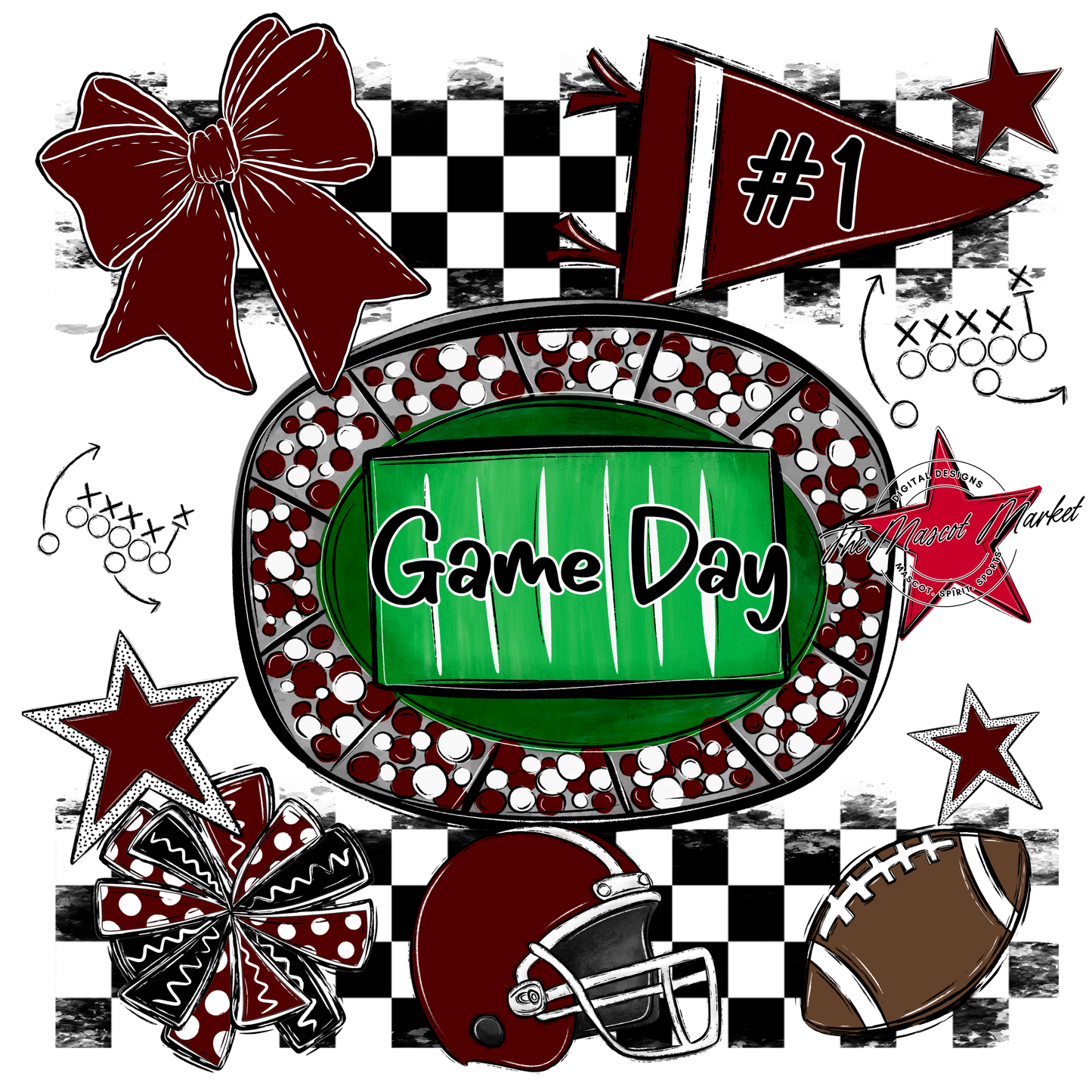 Game Day Checkers Spirit Design-Maroon