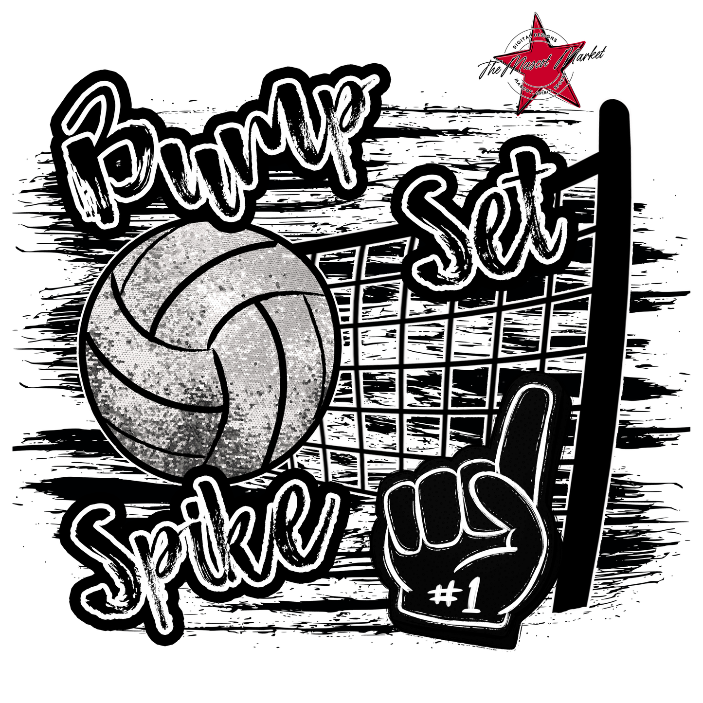 Volleyball Sequins w Net-Black