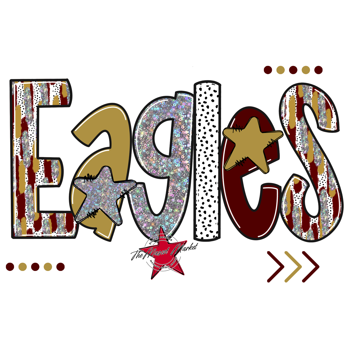 Eagles Brushstroke Alpha Design-Maroon-Gold