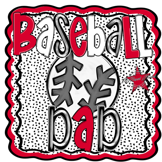 Baseball Dad Dot Design-Red