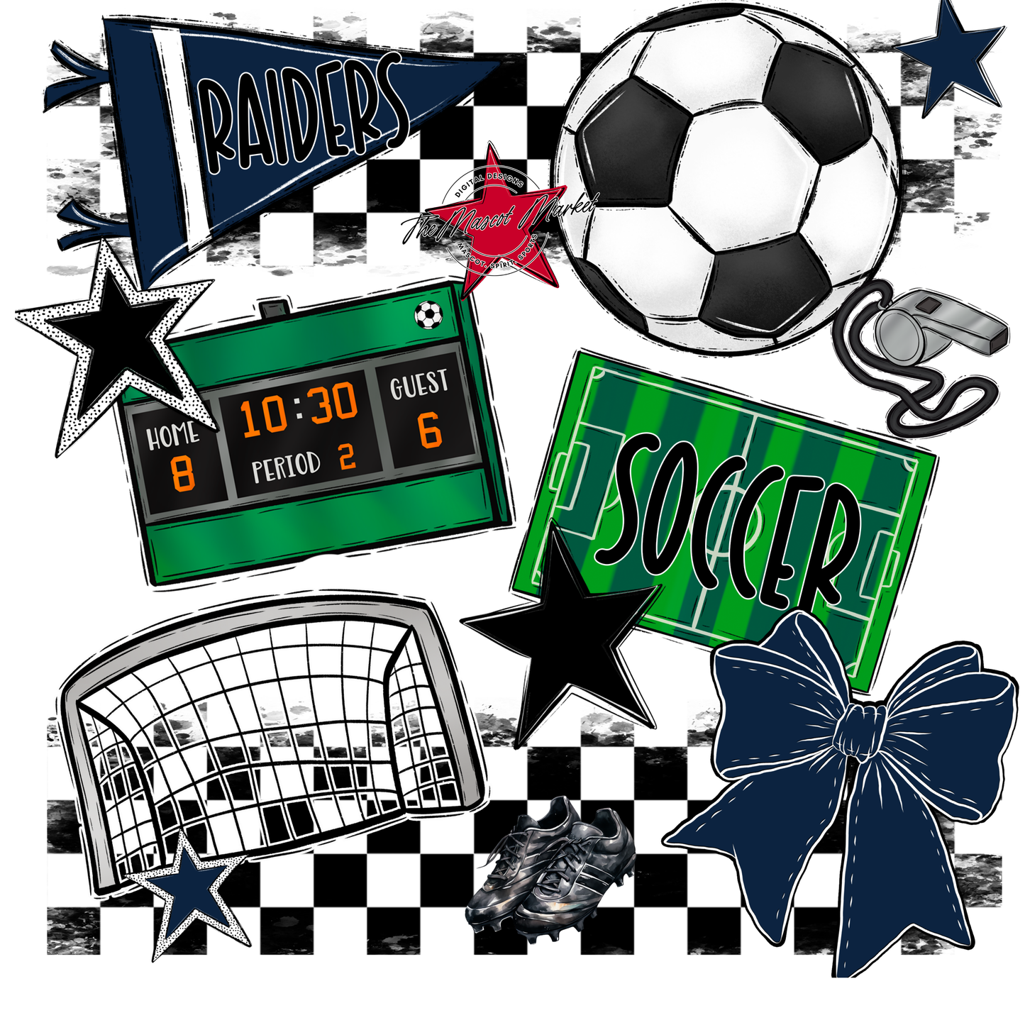 Raiders Soccer Checkers Design-Navy