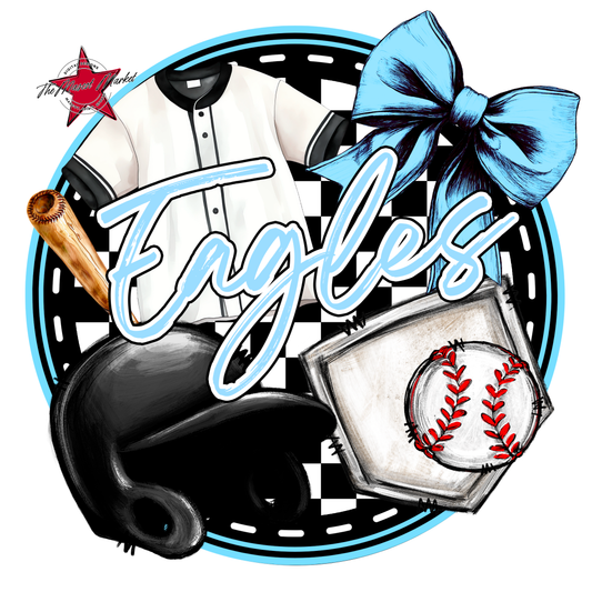 Eagles Circle Baseball Design-Columbia Blue