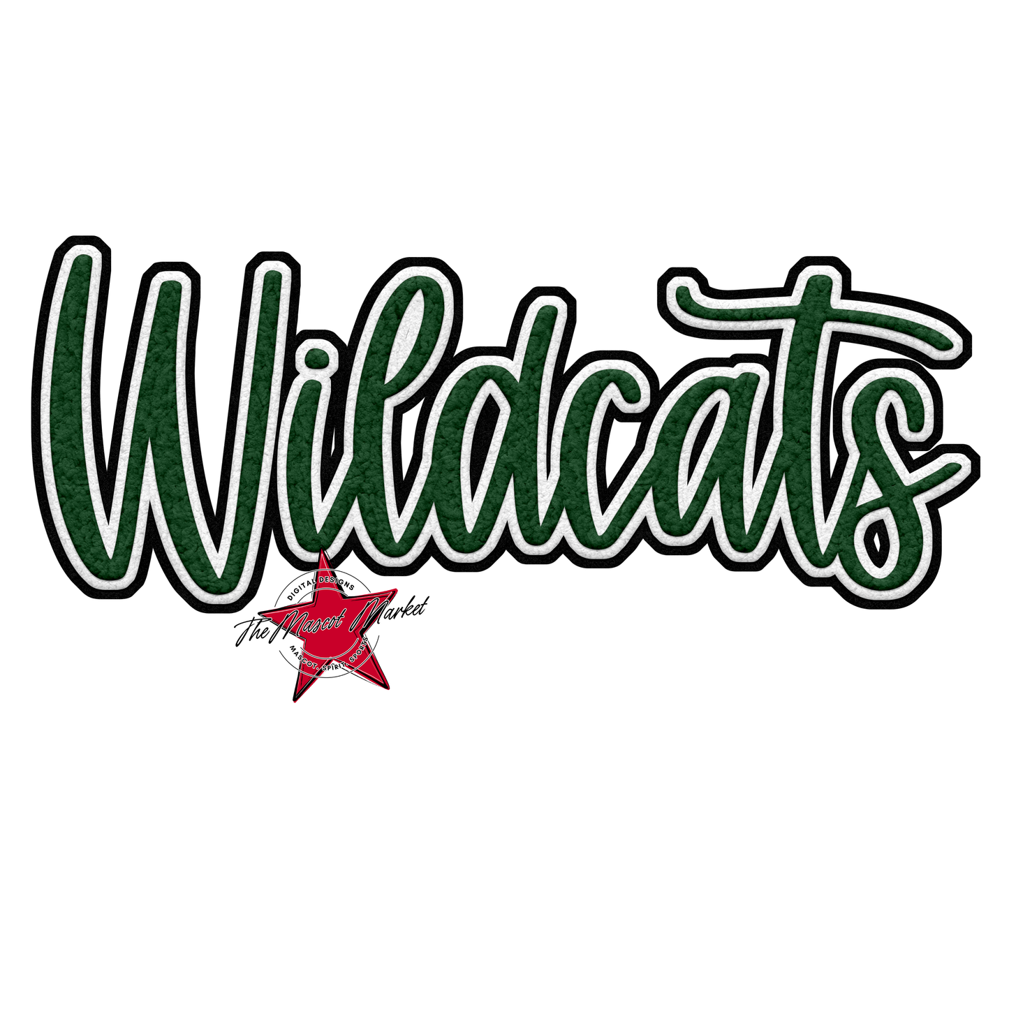 Wildcats Faux Chenille Patch-Green
