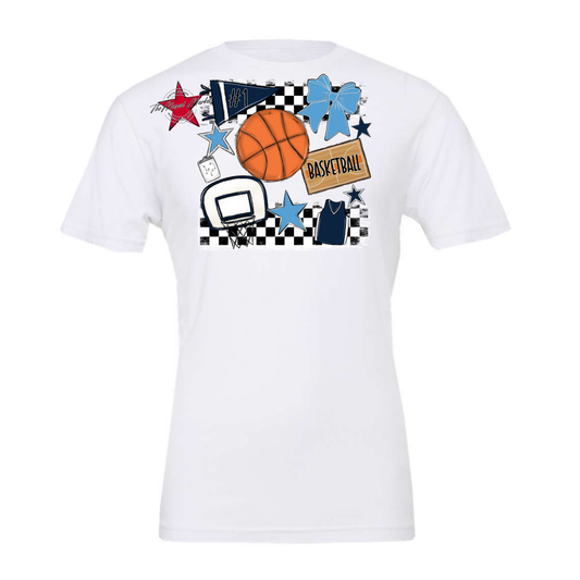 Basketball Checkers Spirit Design-Navy-Carolina Blue