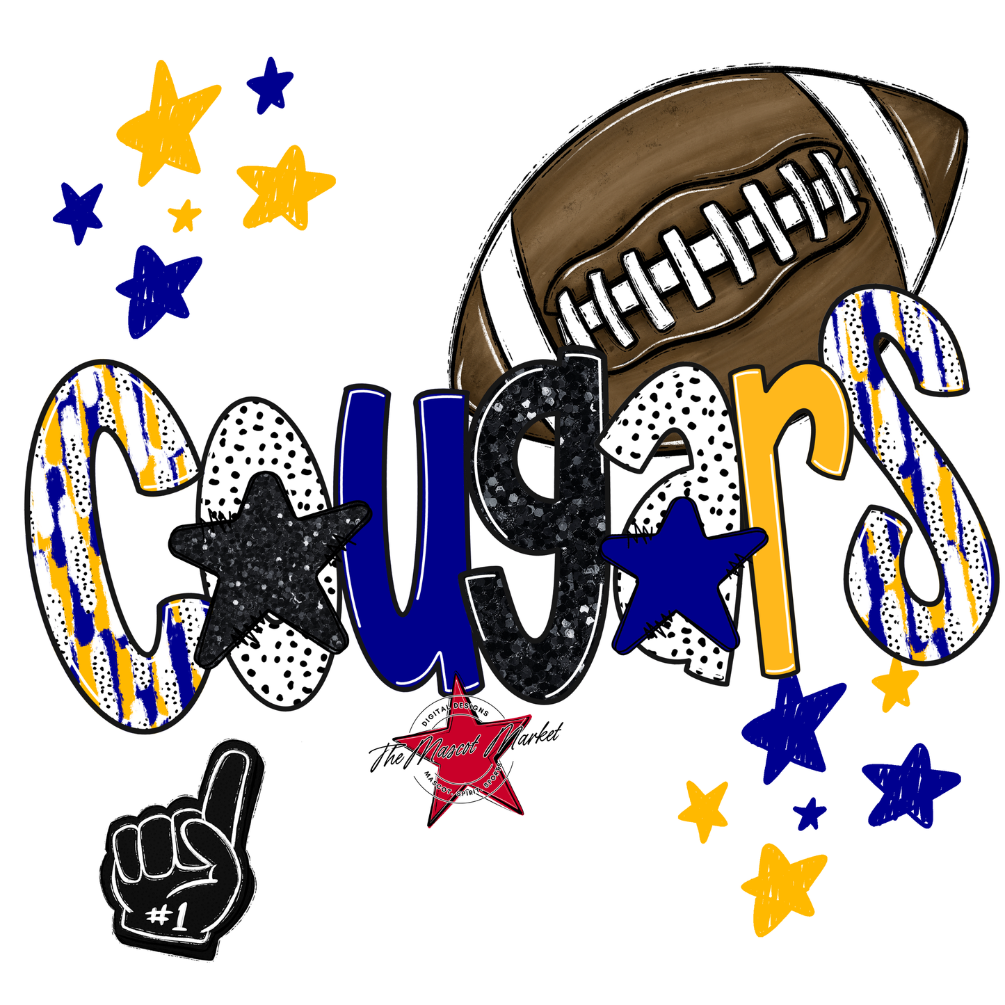 Cougars Football Scrape-Blue-Yellow