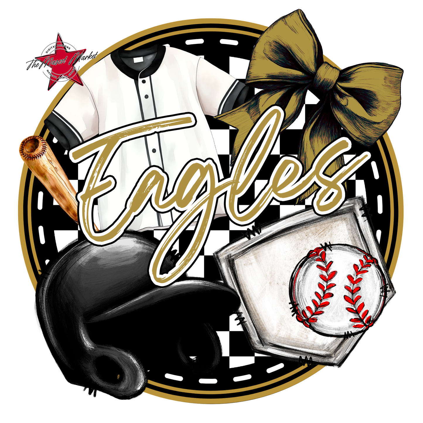 Eagles Circle Baseball Design-Gold