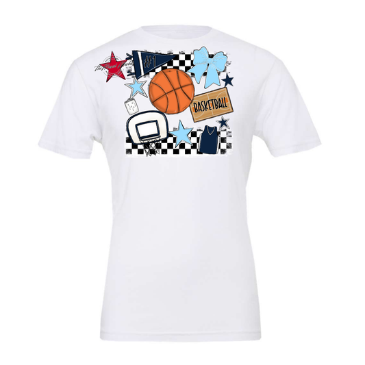 Basketball Checkers Spirit Design-Navy-Columbia Blue