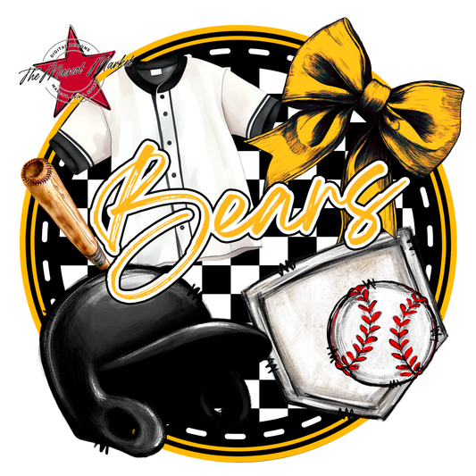 Bears Circle Baseball Design-Yellow