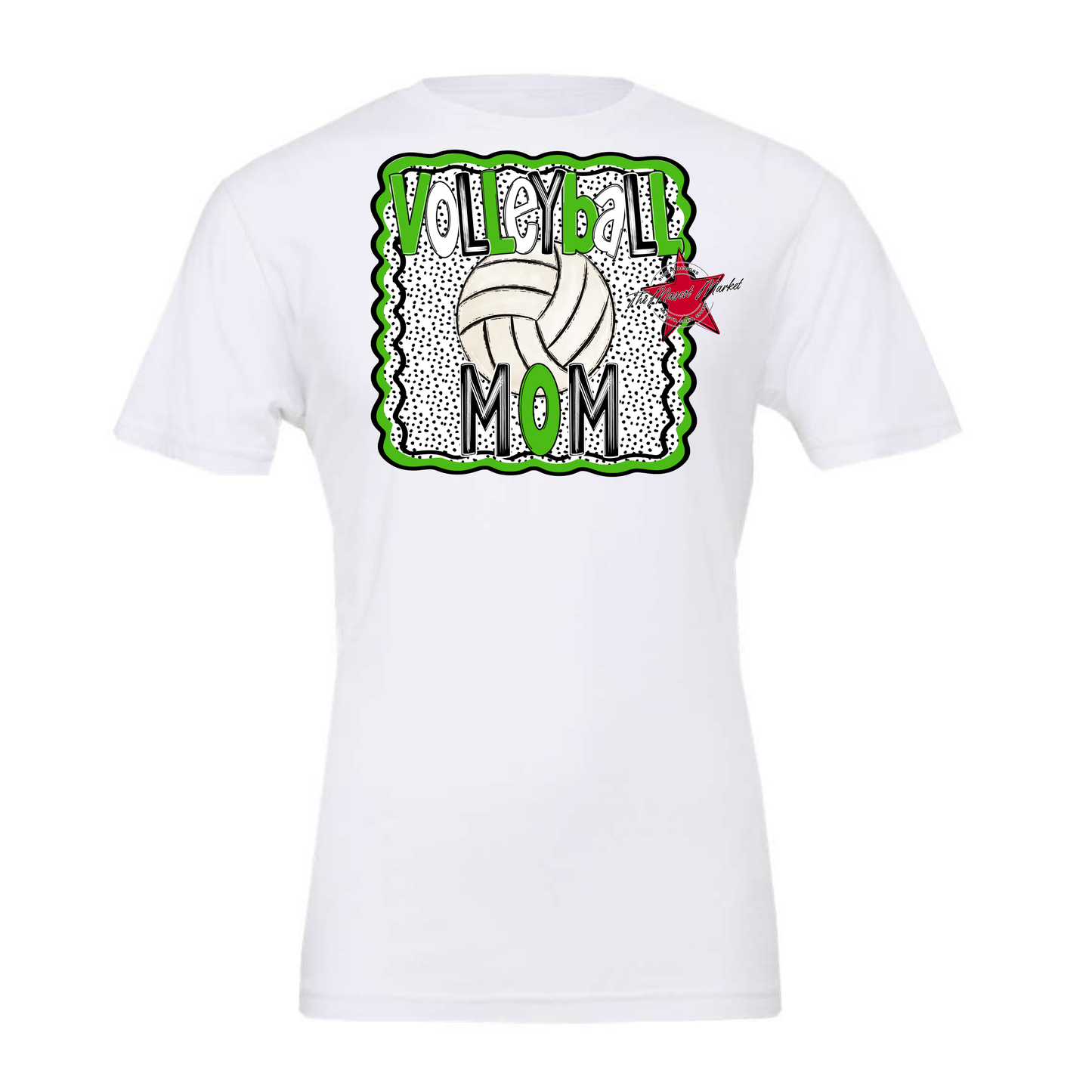 Volleyball Mom Dot Design-Bright Green
