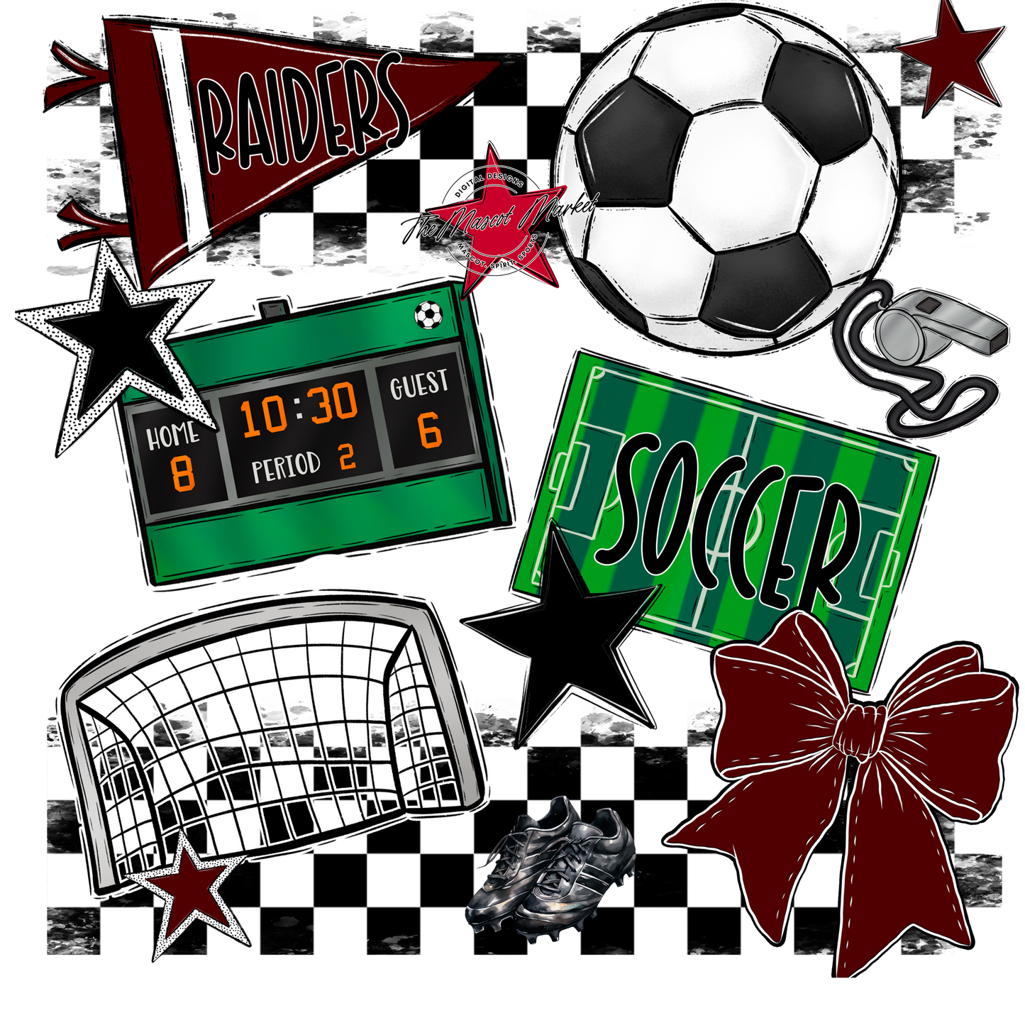 Raiders Soccer Checkers Design-Maroon