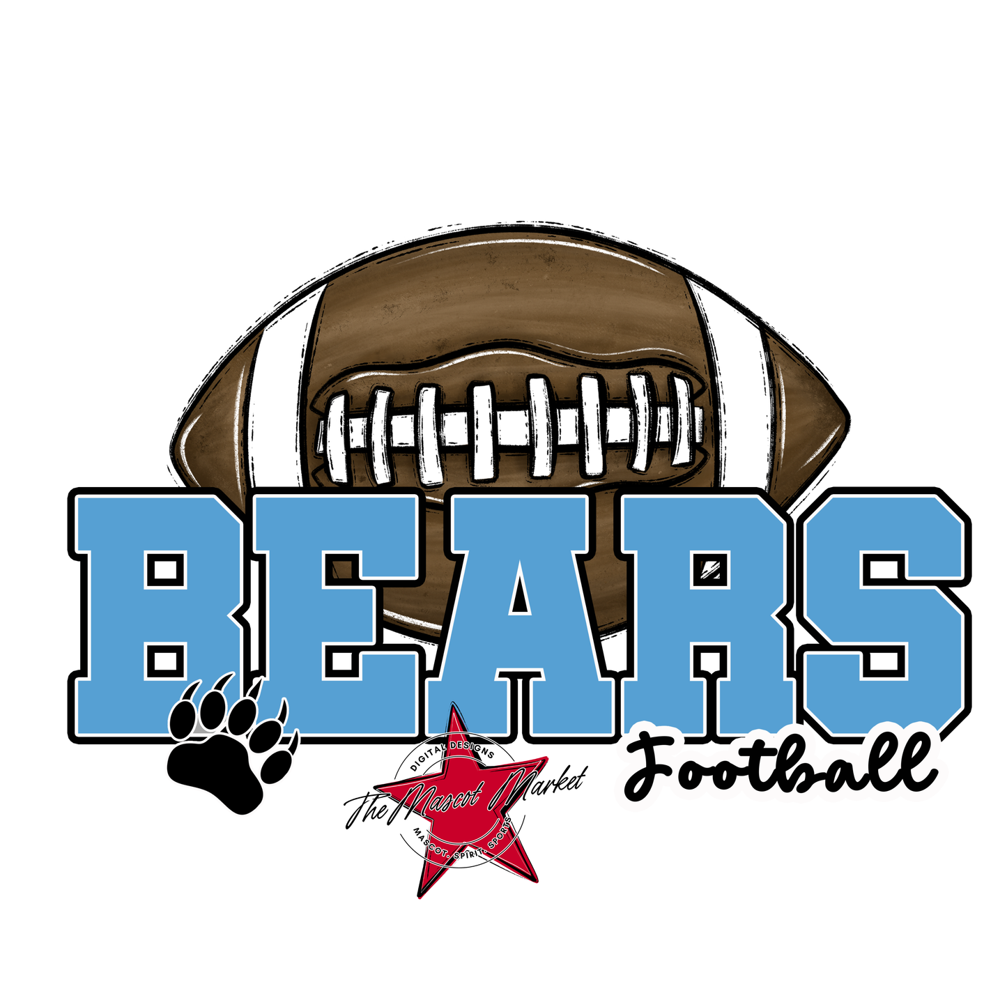 Bears Varsity Football Design-Carolina Blue