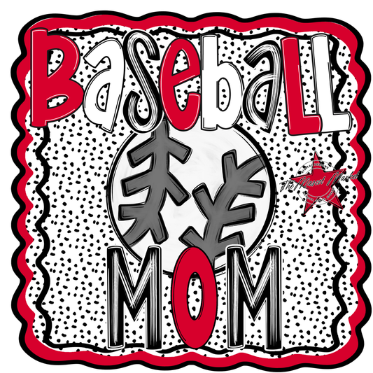 Baseball Mom Dot Design-Red
