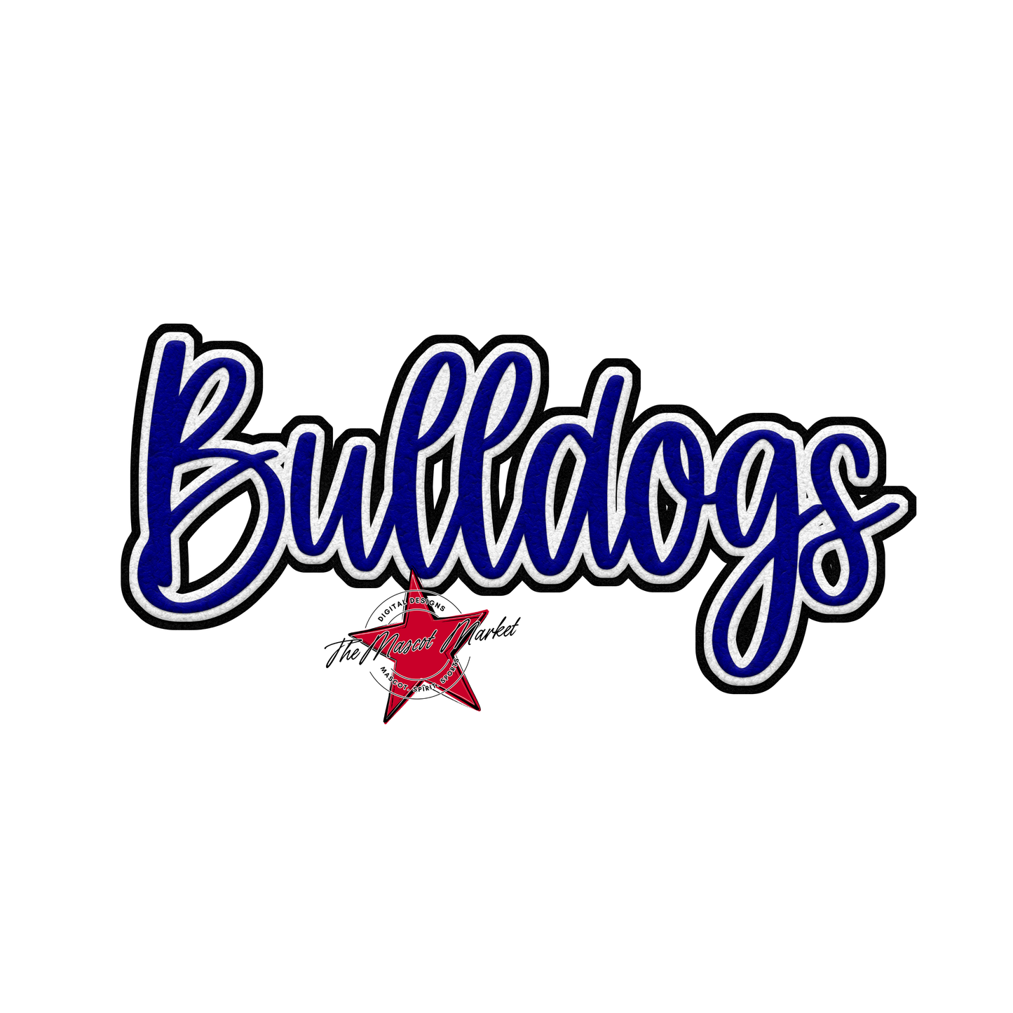 Bulldogs Faux Chenille Patch-Blue