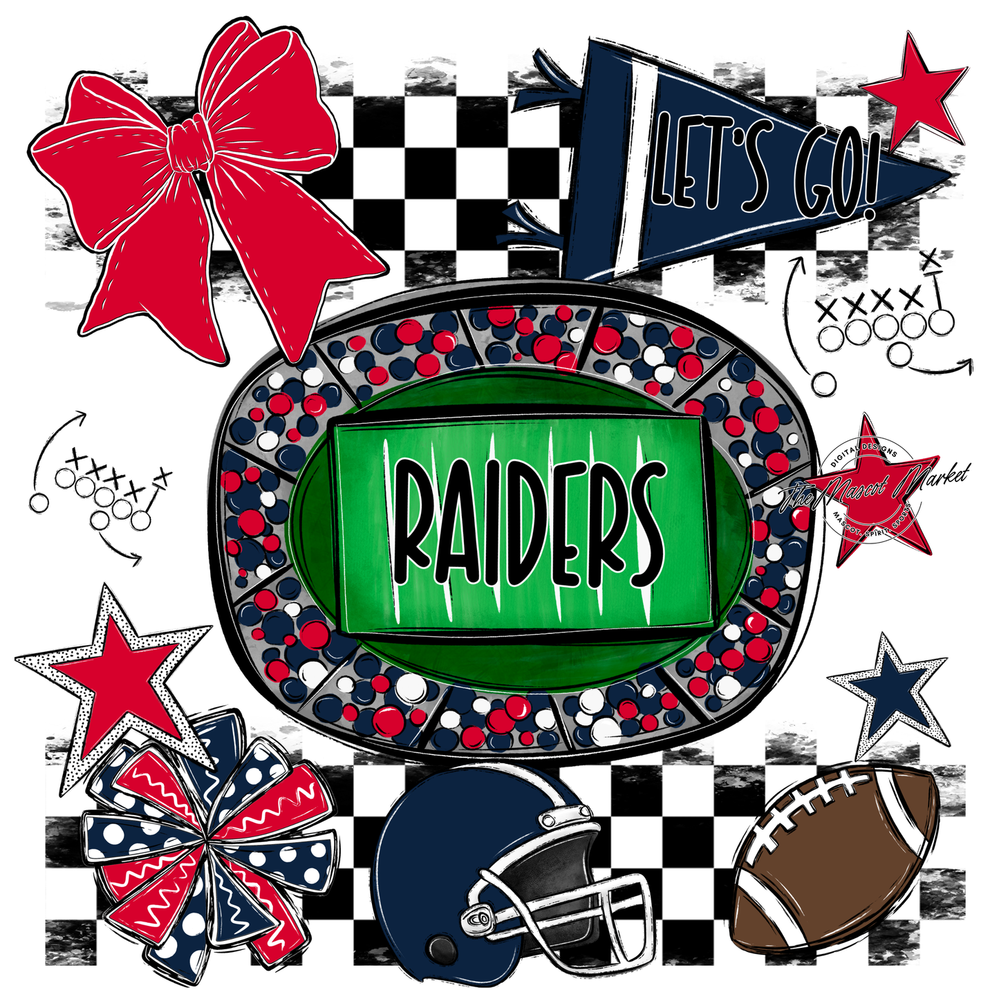 Raiders Checkers Spirit Design-Navy-Red
