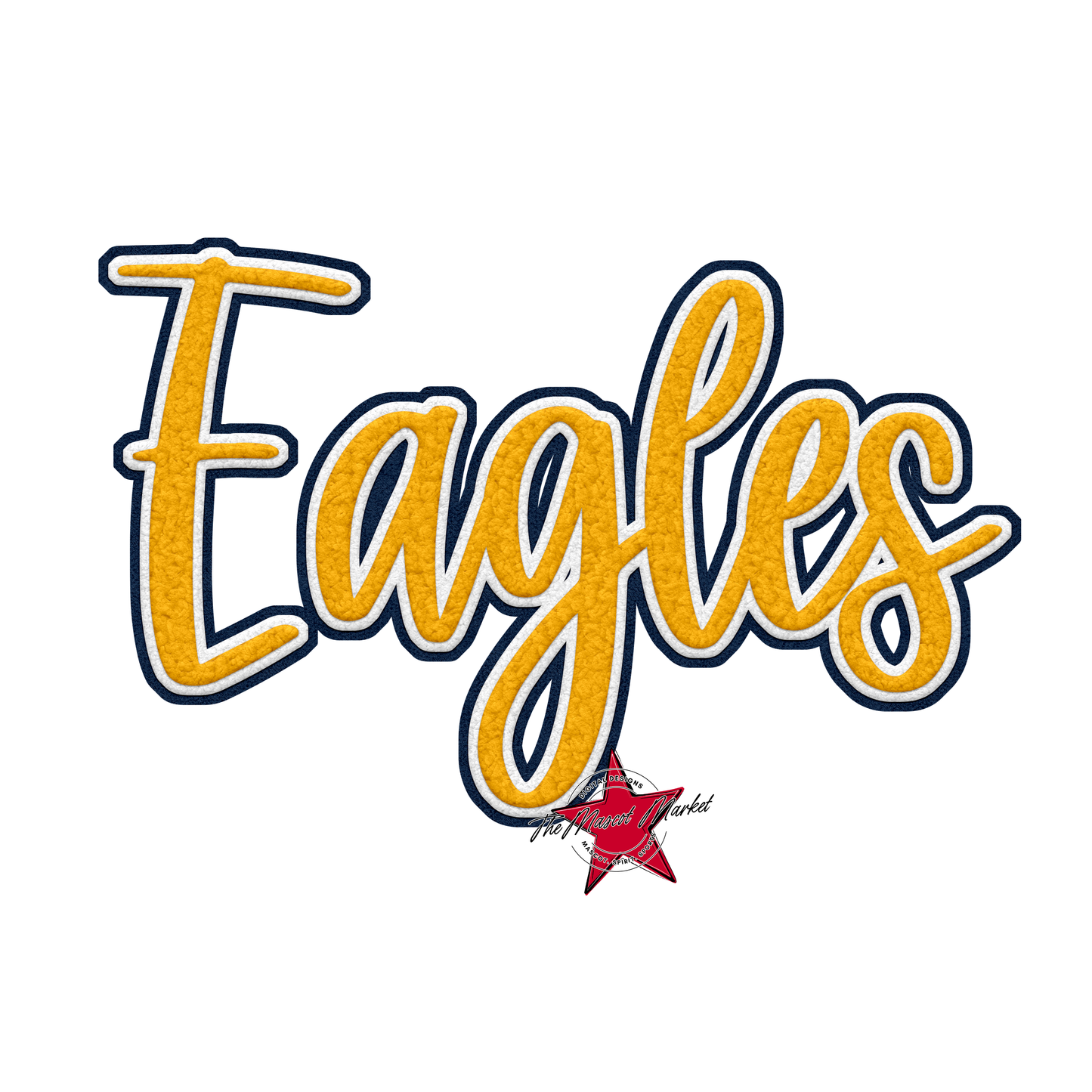 Eagles Faux Chenille Patch-Navy-Yellow