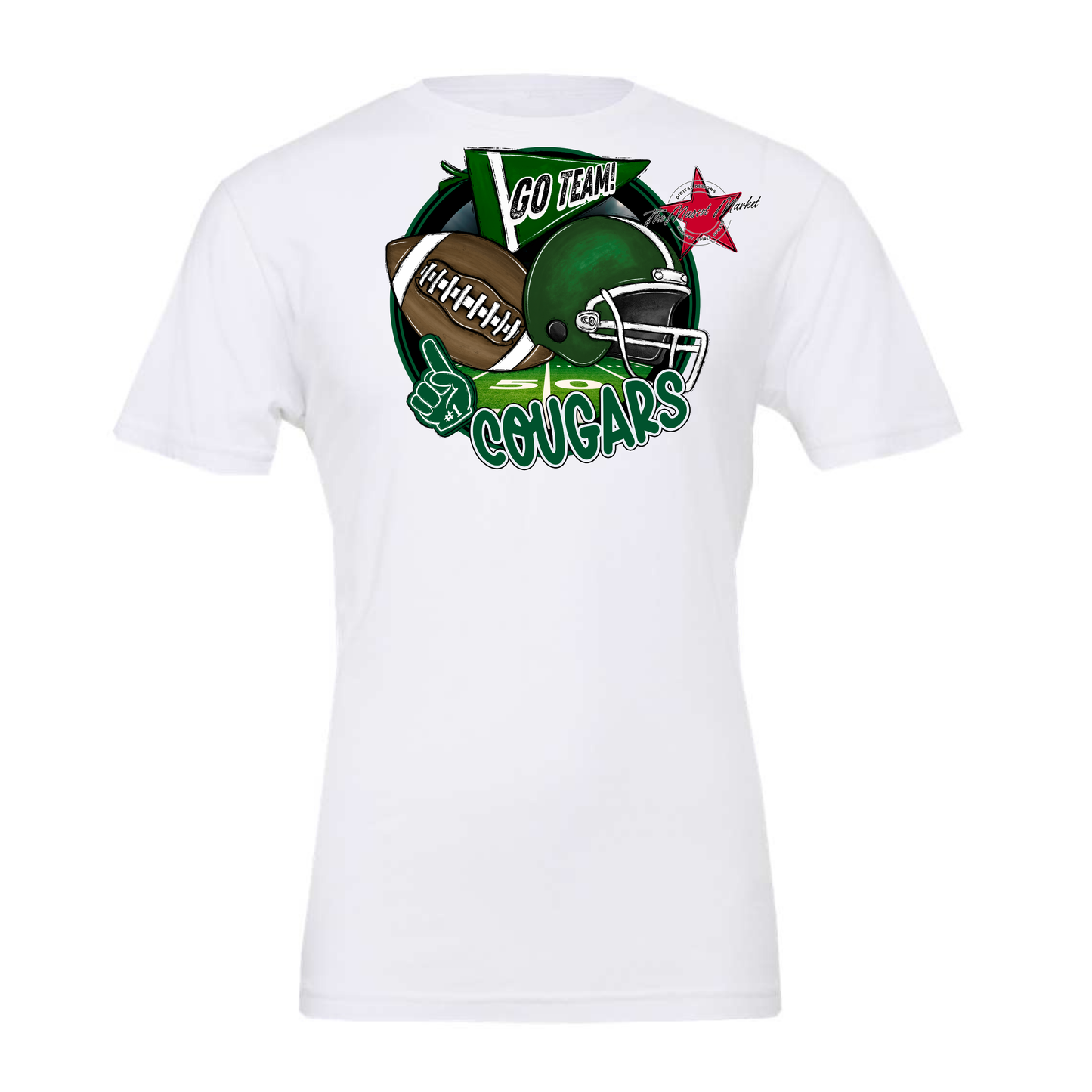 Cougars Circle Football Design-Green