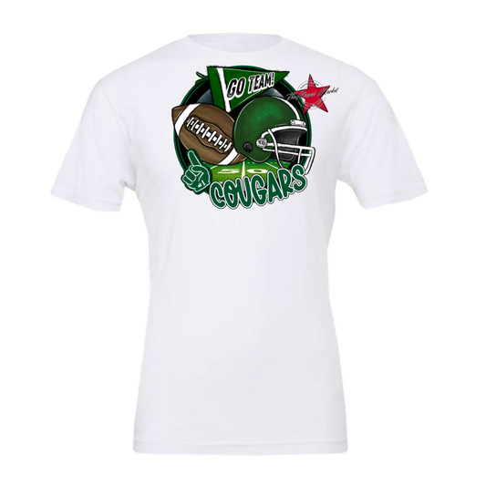 Cougars Circle Football Design-Green