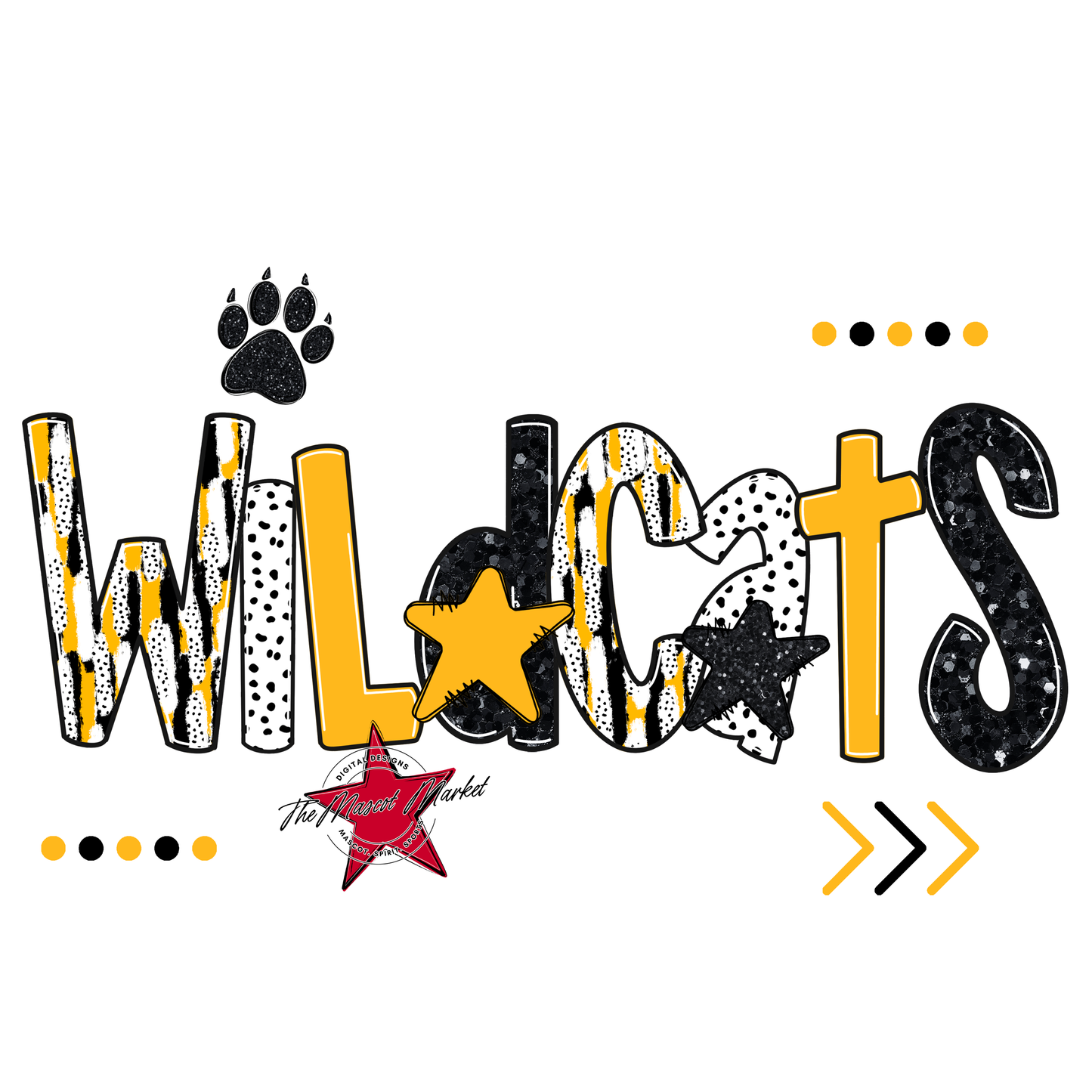 Wildcats Brushstroke Alpha w Arrows-Yellow
