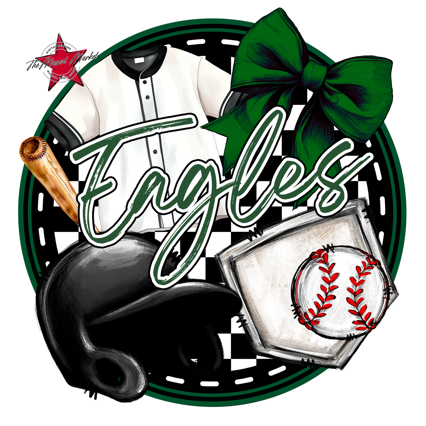 Eagles Circle Baseball Design-Green